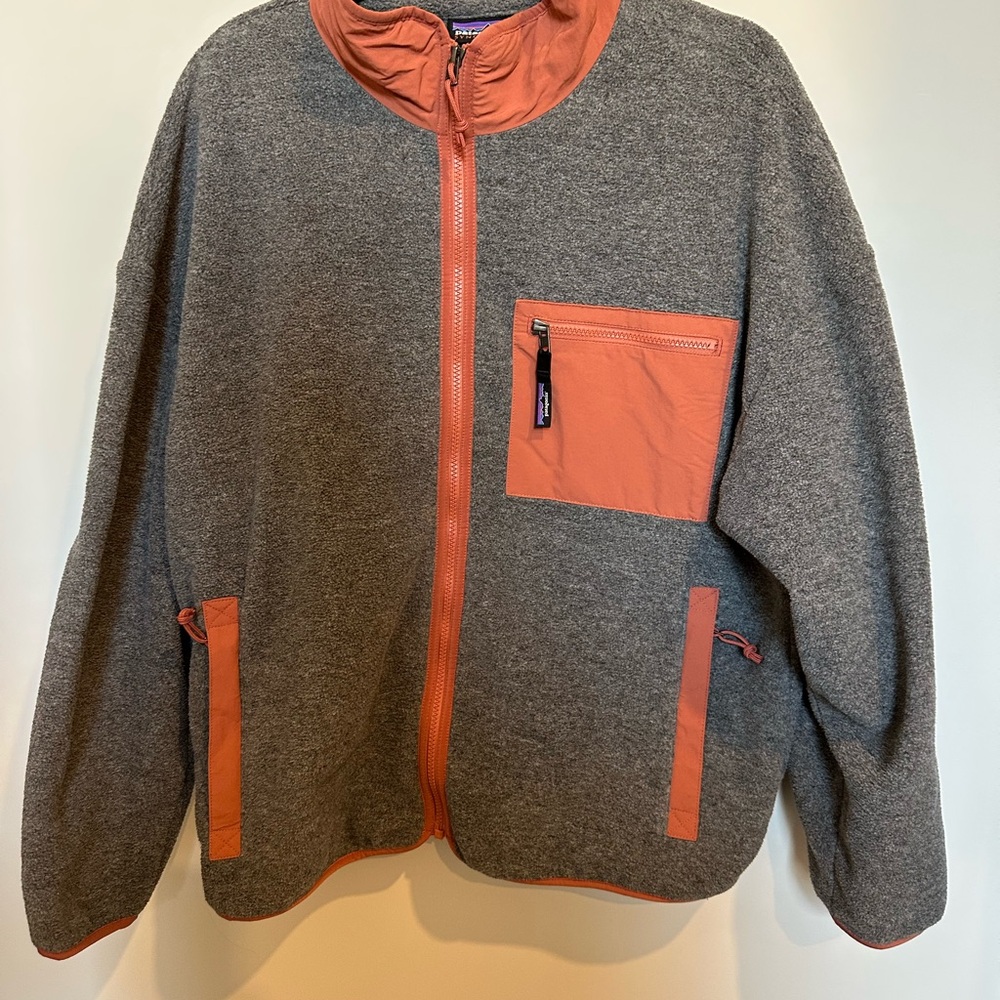 Patagonia Gray Synchilla Fleece with Orange Accent